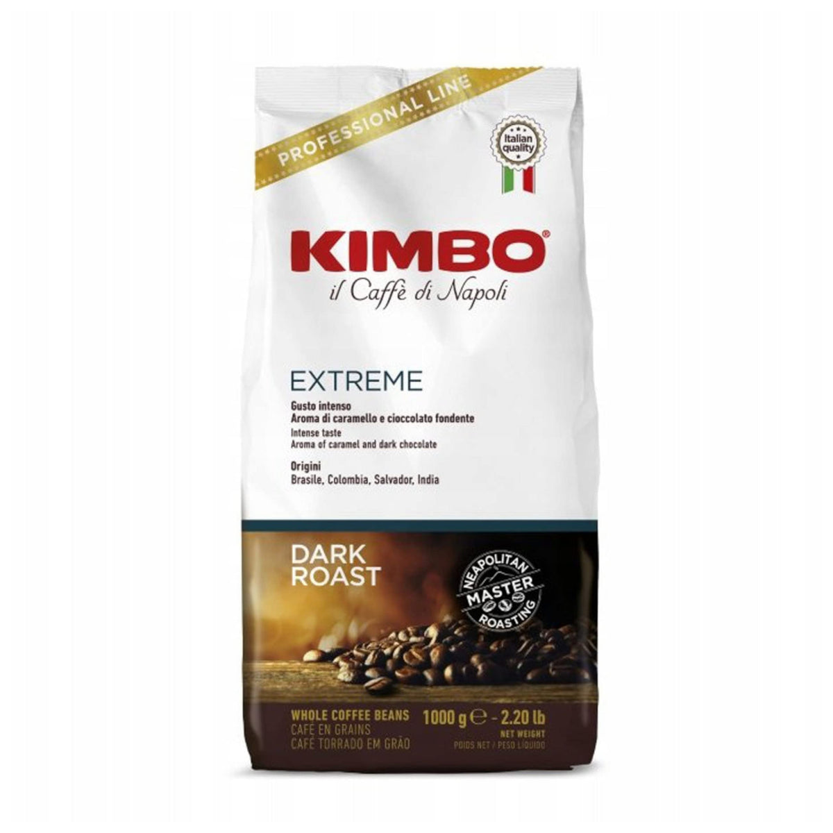 Kimbo Espresso Extreme whole beans for rich aroma and full-bodied espresso.