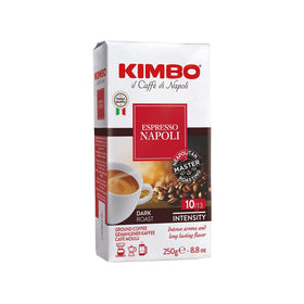 Kimbo Espresso Napoli ground coffee brew releasing bold flavor in your cup