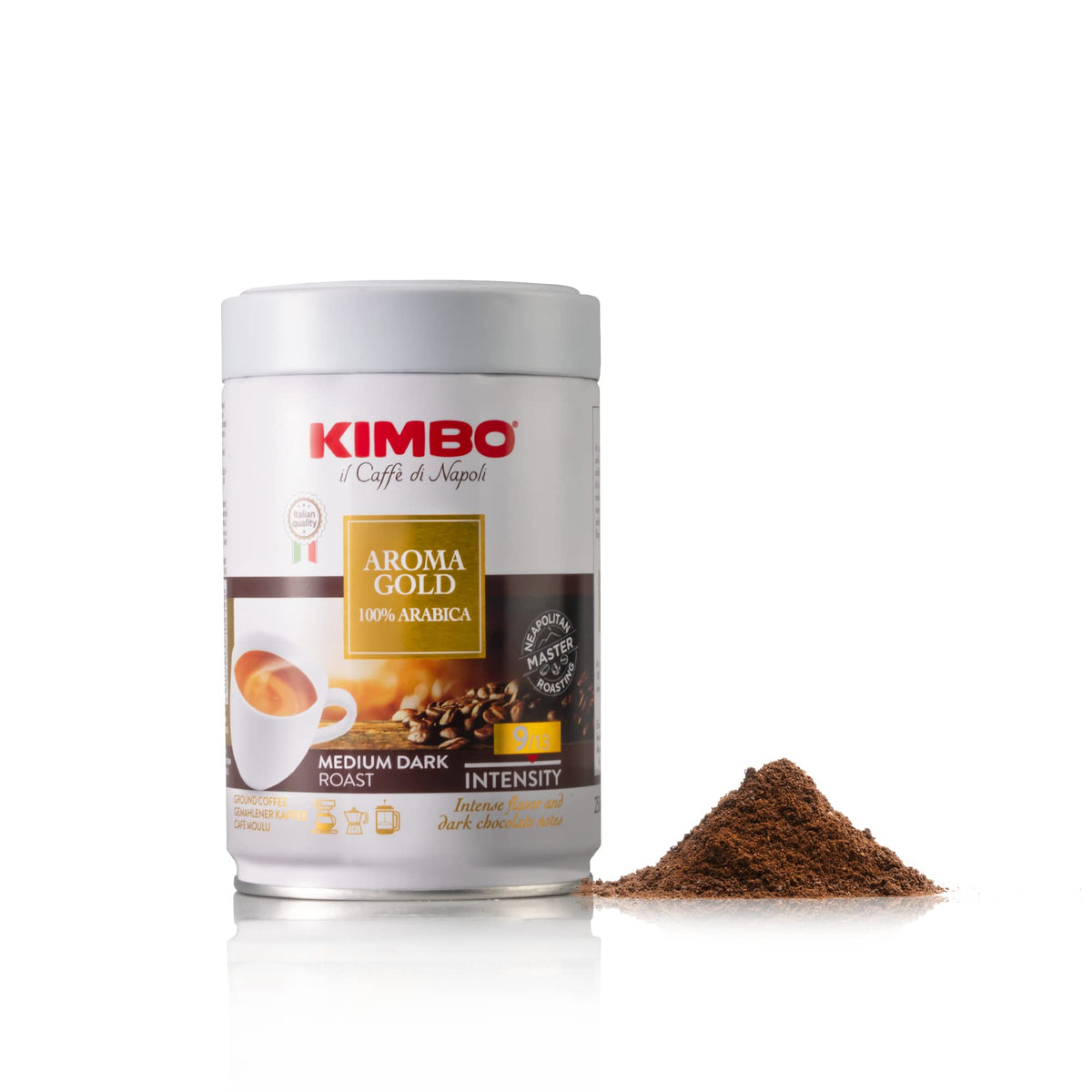 Kimbo moka pot brew with Aroma Gold invites fragrant mornings and ritual enjoyment.