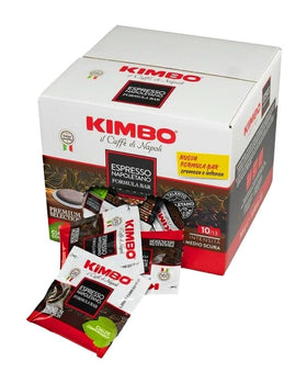 Kimbo Napoli Espresso pod brew highlights bold almond and cocoa notes for a rich cup.