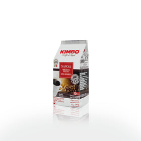 Close-up of Kimbo Napoli Original Blend ground coffee showing texture and quality