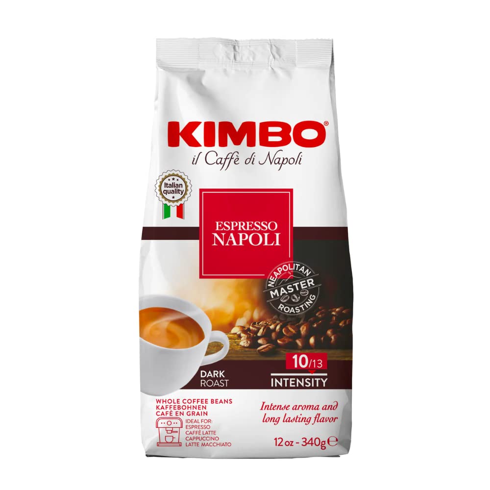 Kimbo Napoli Original Blend whole bean 12 oz bag ready for aromatic espresso at home