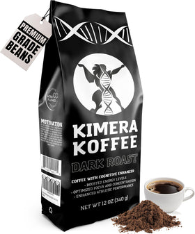 Kimera Koffee Dark Roast bag front with organic seal and bold flavor.