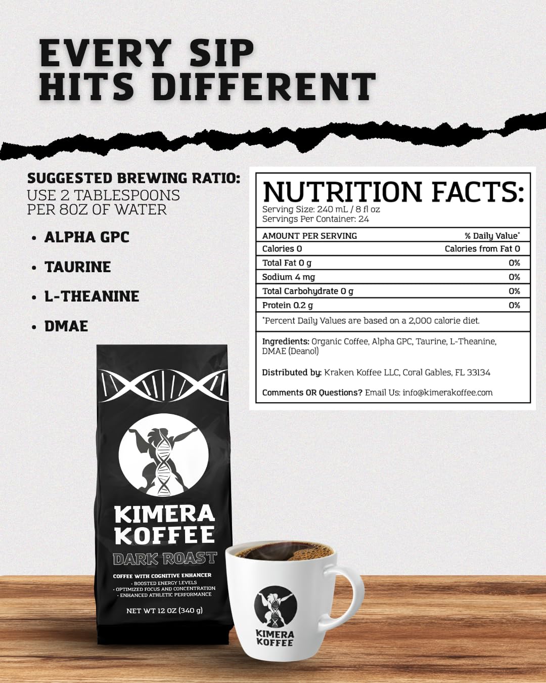 Kimera Koffee Dark Roast ground coffee ready to brew.