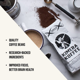 Kimera Koffee Original Blend bag back—certifications and brewing guidance