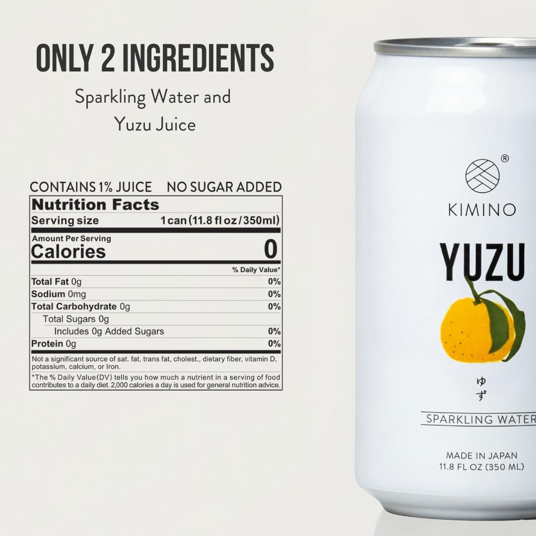 Kimino Yuzu Sparkling Water on ice enhances chill for a quick hydration break.