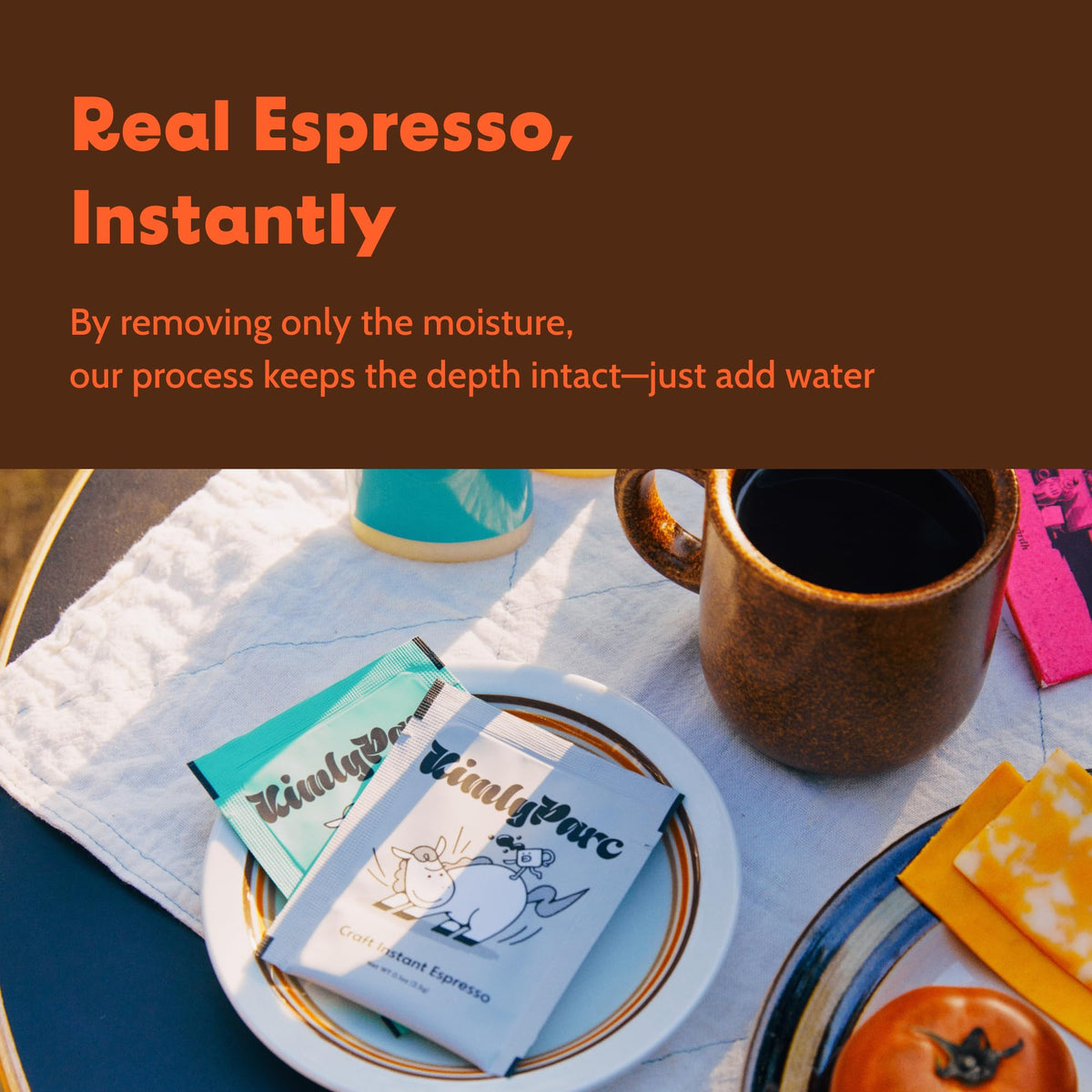 KimlyParc Craft Instant Espresso Americano option visual with cup and saucer.