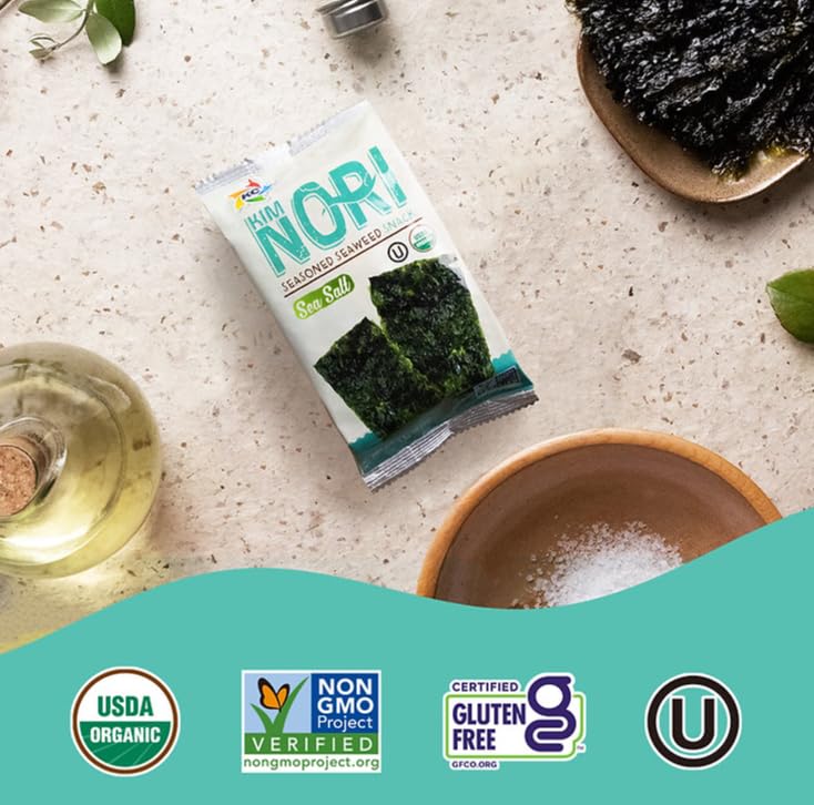 KIMNORI back label detail emphasizes organic laver