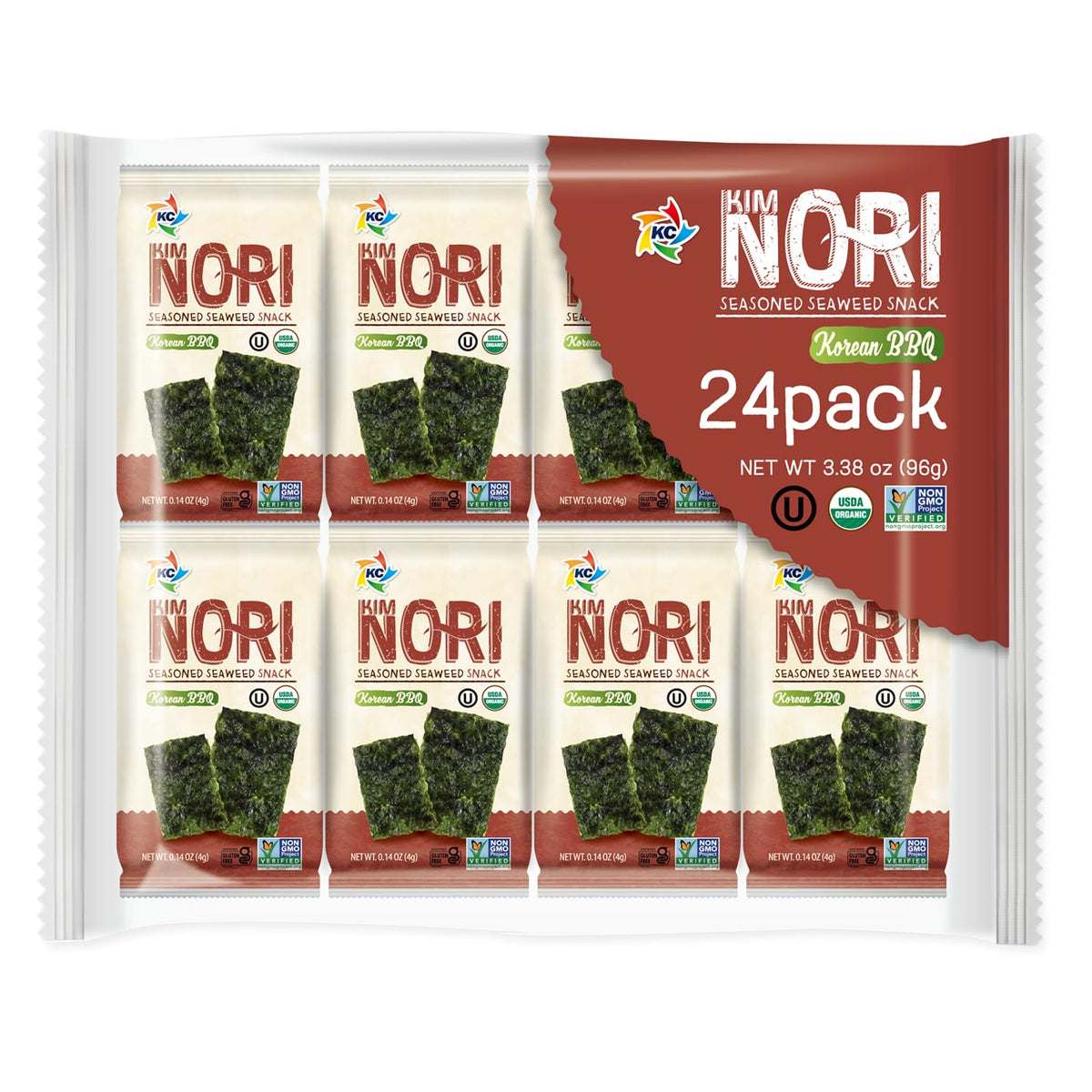 KIMNORI KBBQ seaweed snack, crispy bite for quick keto-friendly snacking.