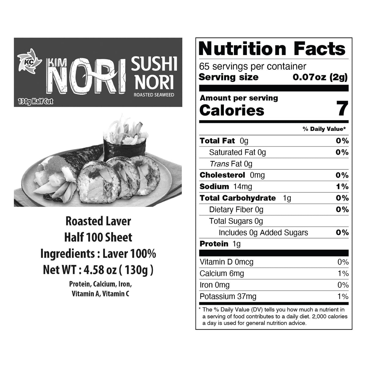 Kimnori natural laver has no artificial colors or flavors.