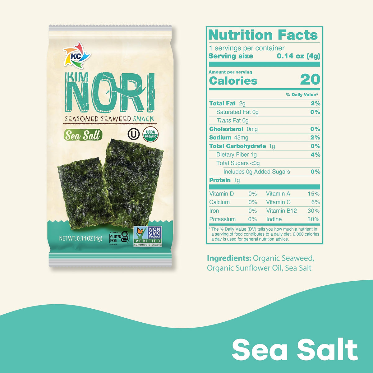 KIMNORI sea salt flavor close-up, keto friendly