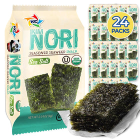 KIMNORI seasoned seaweed sheets in pack front, great lunchbox snack