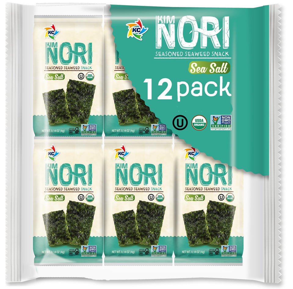 KIMNORI seaweed snack 12-pack display for quick, guilt-free tasting.