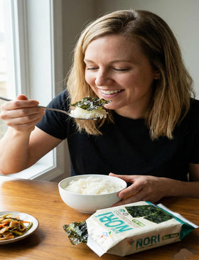 KIMNORI seaweed snack in lunchbox for on-the-go energy.