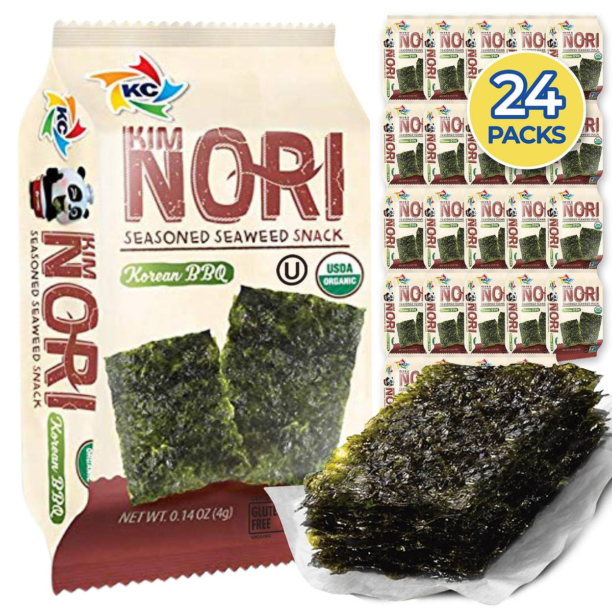 KIMNORI seaweed snack packaging, easy grab-and-go snack.