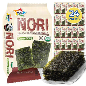 KIMNORI seaweed snack packaging, easy grab-and-go snack.