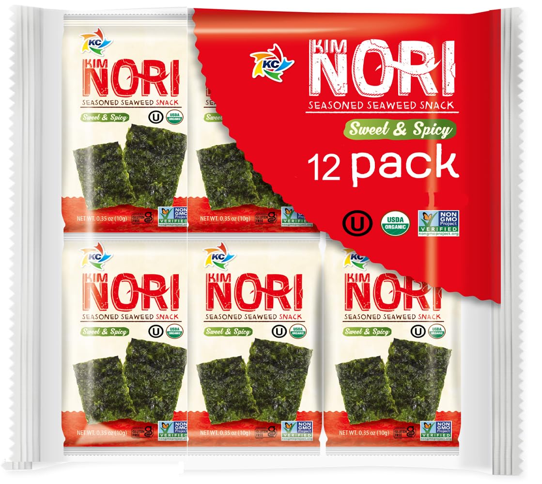 Kimnori Sweet 'N Spicy seaweed snack crisp in a resealable pack for on-the-go flavor