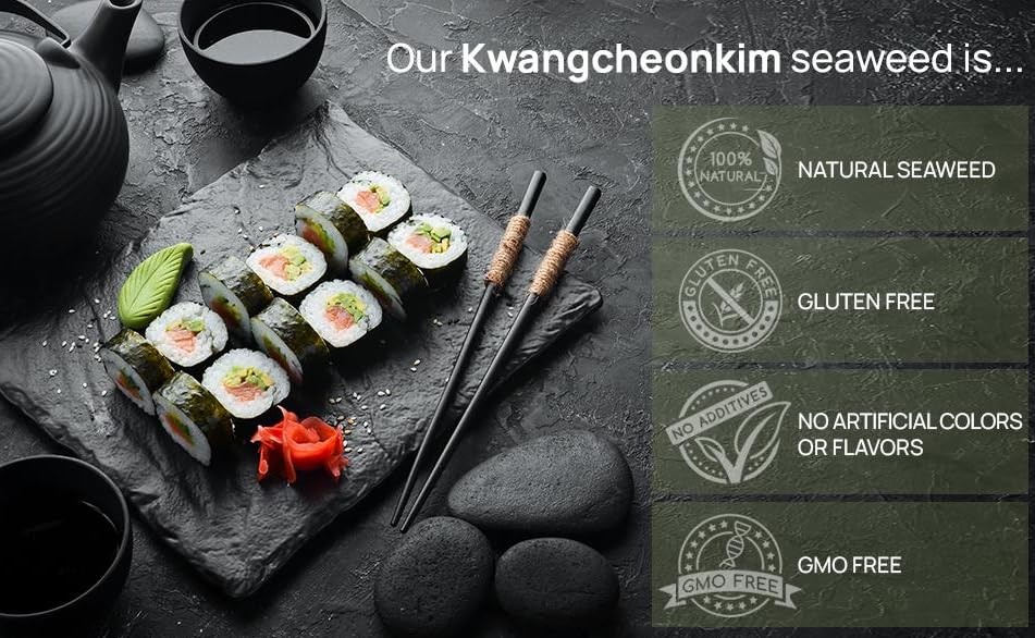 Kimnori seaweed used as wrap or topping to elevate meals.