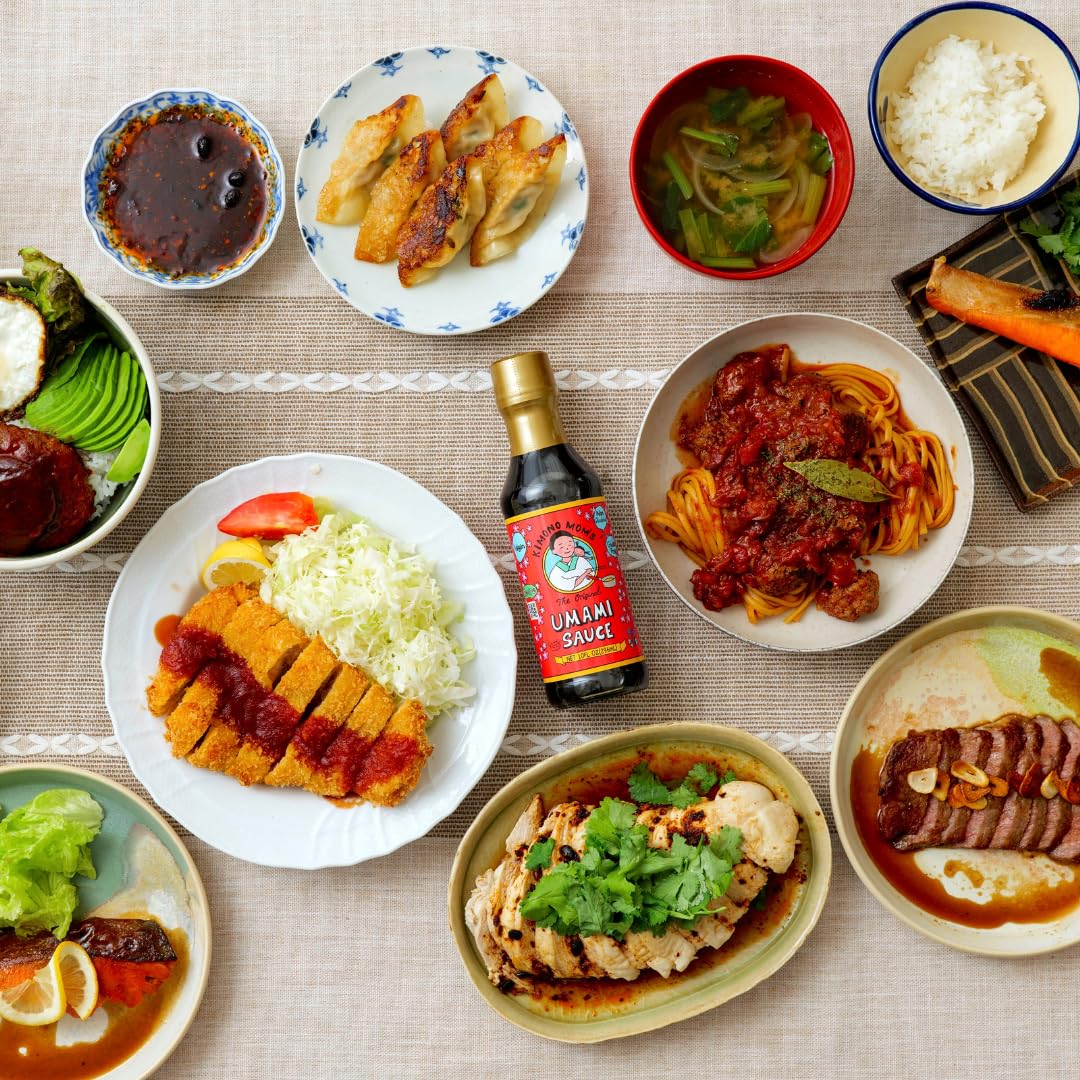 Kimono Mom UMAMI SAUCE served with sushi dipping sauce