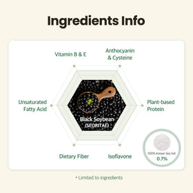Kim's Table clean ingredients from 99% black soybeans and sea salt, vegan and non-GMO.