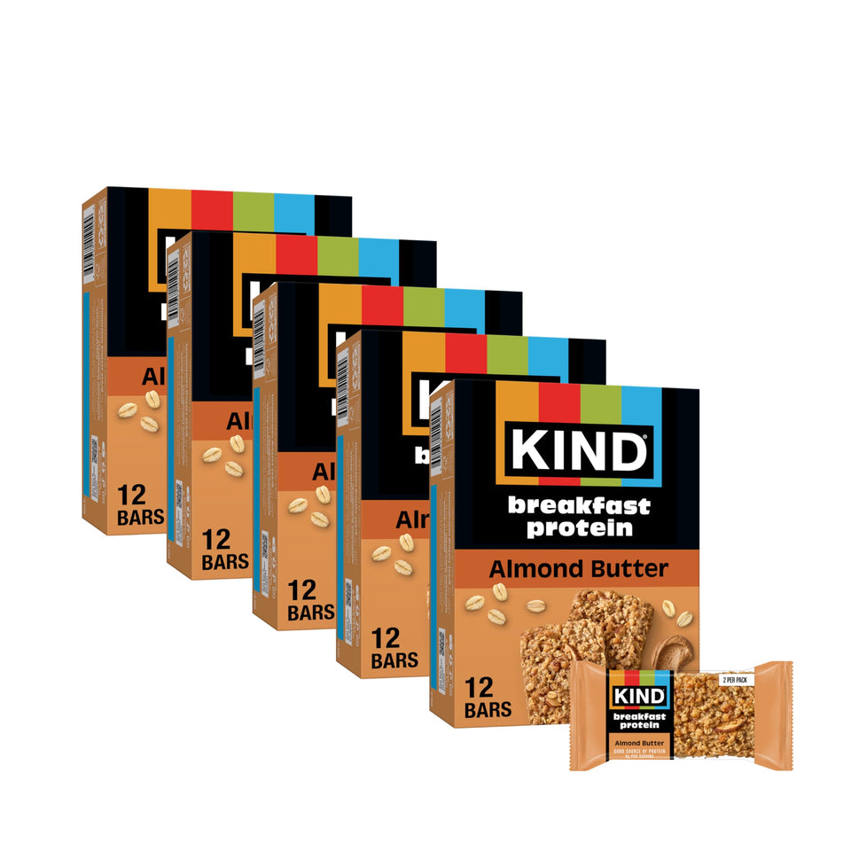 KIND Almond Butter Breakfast Bars box view for on-the-go mornings.
