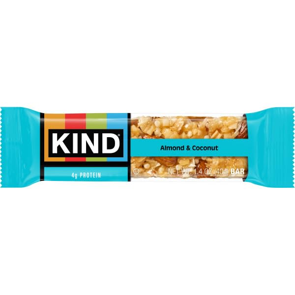 KIND Almond & Coconut bar on-the-go serving for quick energy.