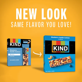 KIND Blueberry Vanilla Cashew bar in lunchbox for smart snacking.