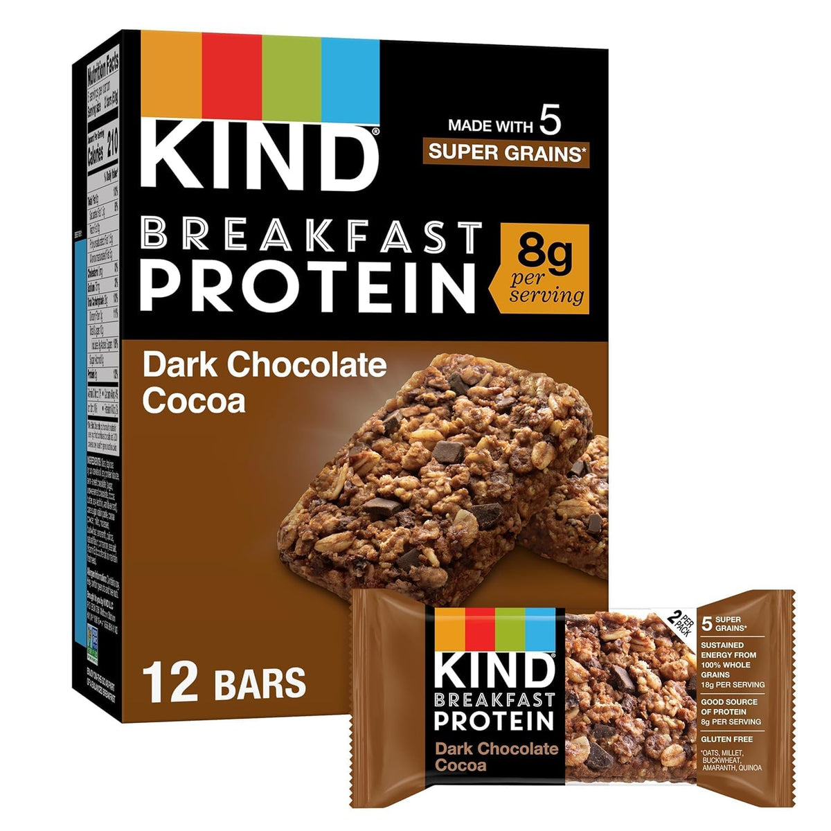 Kind Breakfast Bar peanut butter closeup reveals smooth filling for on-the-go nutrition.