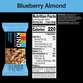 Kind Breakfast Bars two-bar pack close-up, showcasing portable snacking convenience