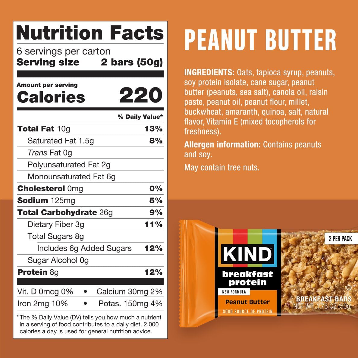 KIND Breakfast Bars gluten-free label shown, trusted wholesome ingredients for busy days.