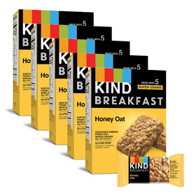 KIND Breakfast Bars Honey Oat box front, convenient gluten-free breakfast option.