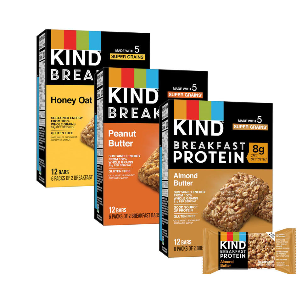 KIND Breakfast Bars Honey Oat pack for on-the-go energy and wholesome grains.