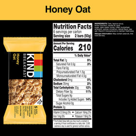 KIND Breakfast Bars Honey Oat two-bar pack, perfect for on-the-go energy.