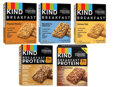 Kind Breakfast Bars ingredient close-up shows oats and nuts for a wholesome texture.