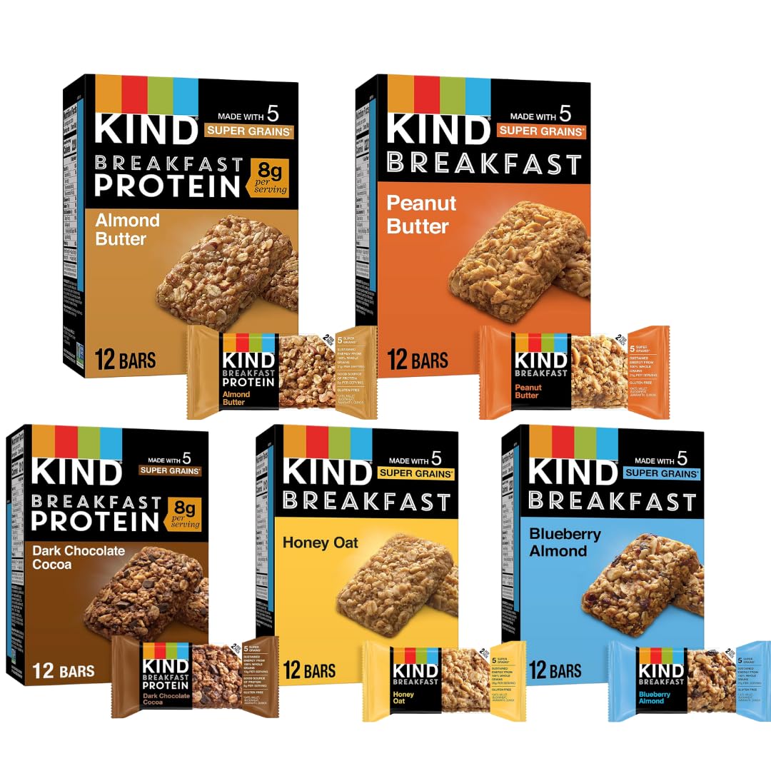 Kind Breakfast Bars variety pack front view, ideal for quick mornings.