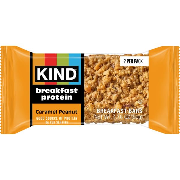 KIND Caramel Peanut bars gluten-free, a low-sodium snack option for mindful indulgence.
