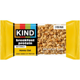 KIND Breakfast Protein Bars 8g protein nutrition panel, a quick morning protein option.