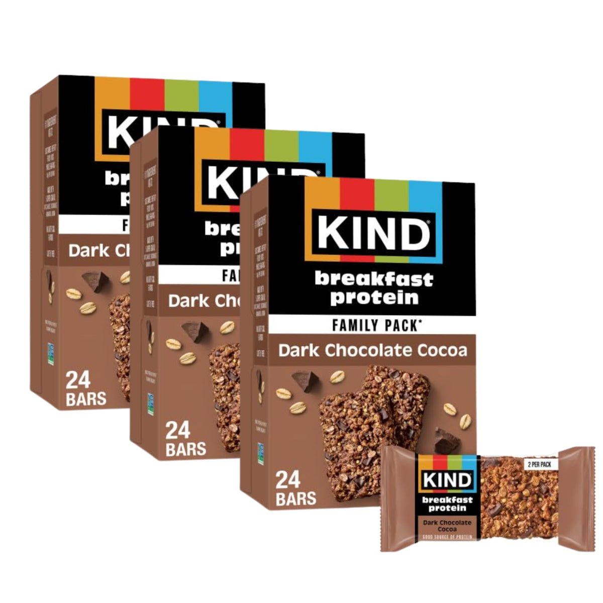 KIND Breakfast Protein Bars Dark Chocolate Cocoa in box, convenient breakfast option