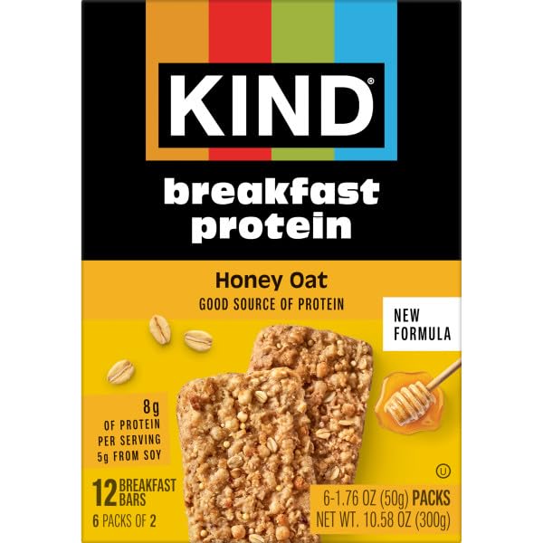 KIND Breakfast Protein Bars ingredients photo, five super grains for texture and nutrition.