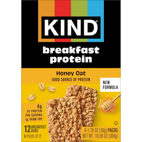 KIND Breakfast Protein Bars ingredients photo, five super grains for texture and nutrition.