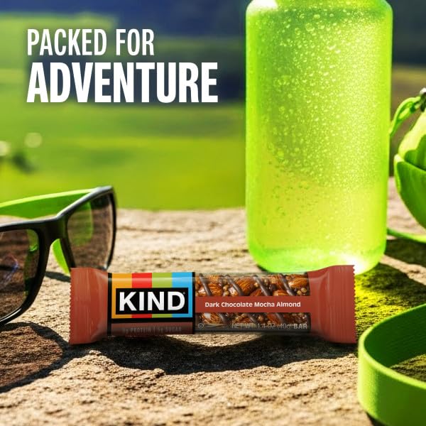 Serving image showing 1.4 oz KIND bar for a quick snack.