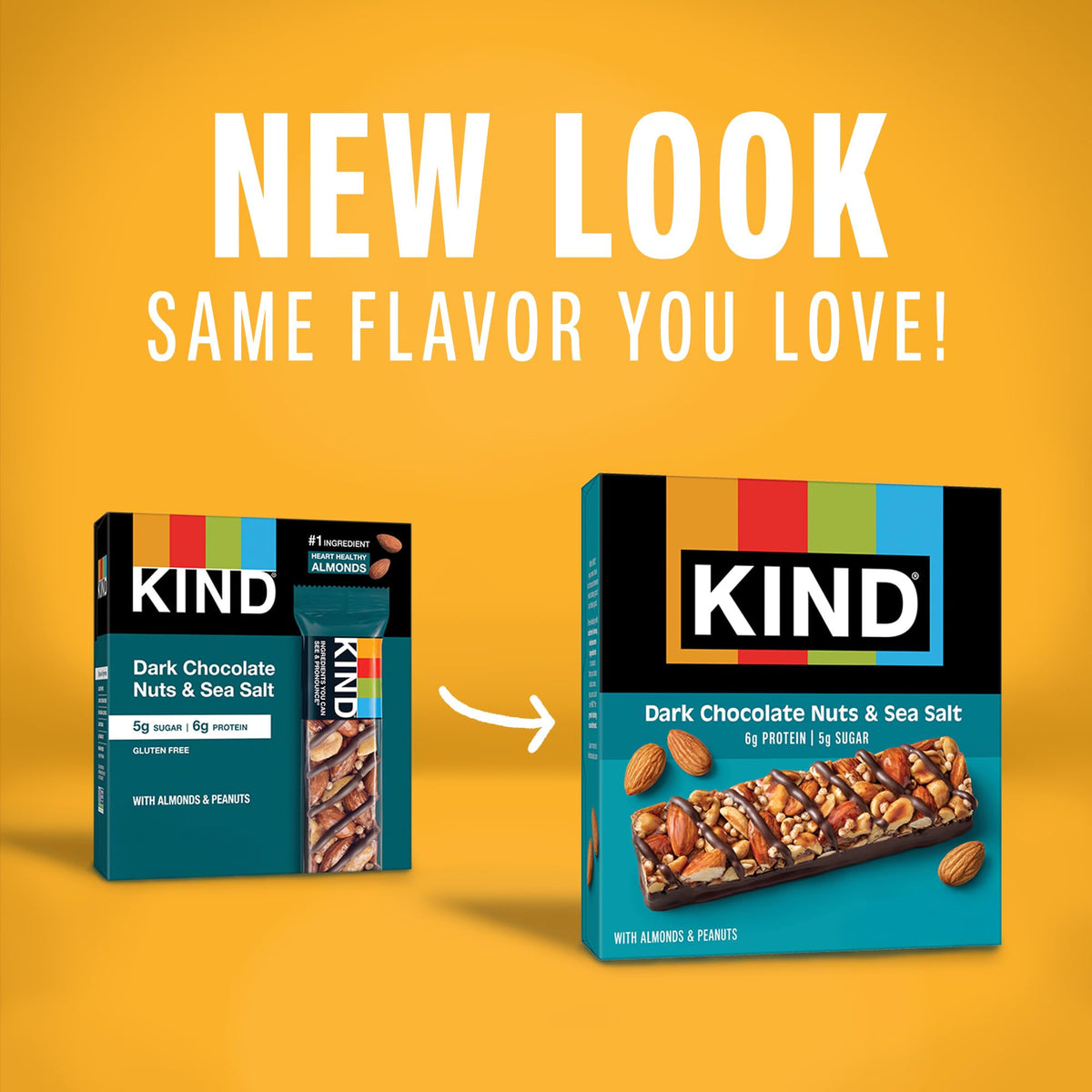 KIND dark chocolate bar interior shows a nutty, crunchy texture.