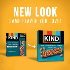 KIND dark chocolate bar interior shows a nutty, crunchy texture.