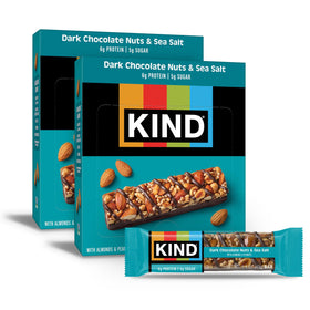 KIND dark chocolate nuts sea salt bar unwrap shows almonds for a convenient on-the-go snack