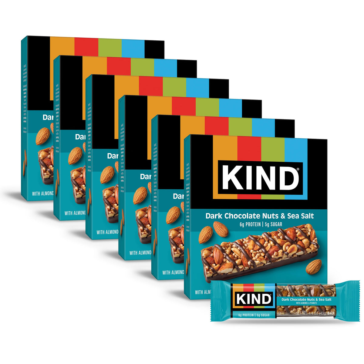 KIND Dark Chocolate Nuts & Sea Salt bar wrap, convenient on-the-go snacking.