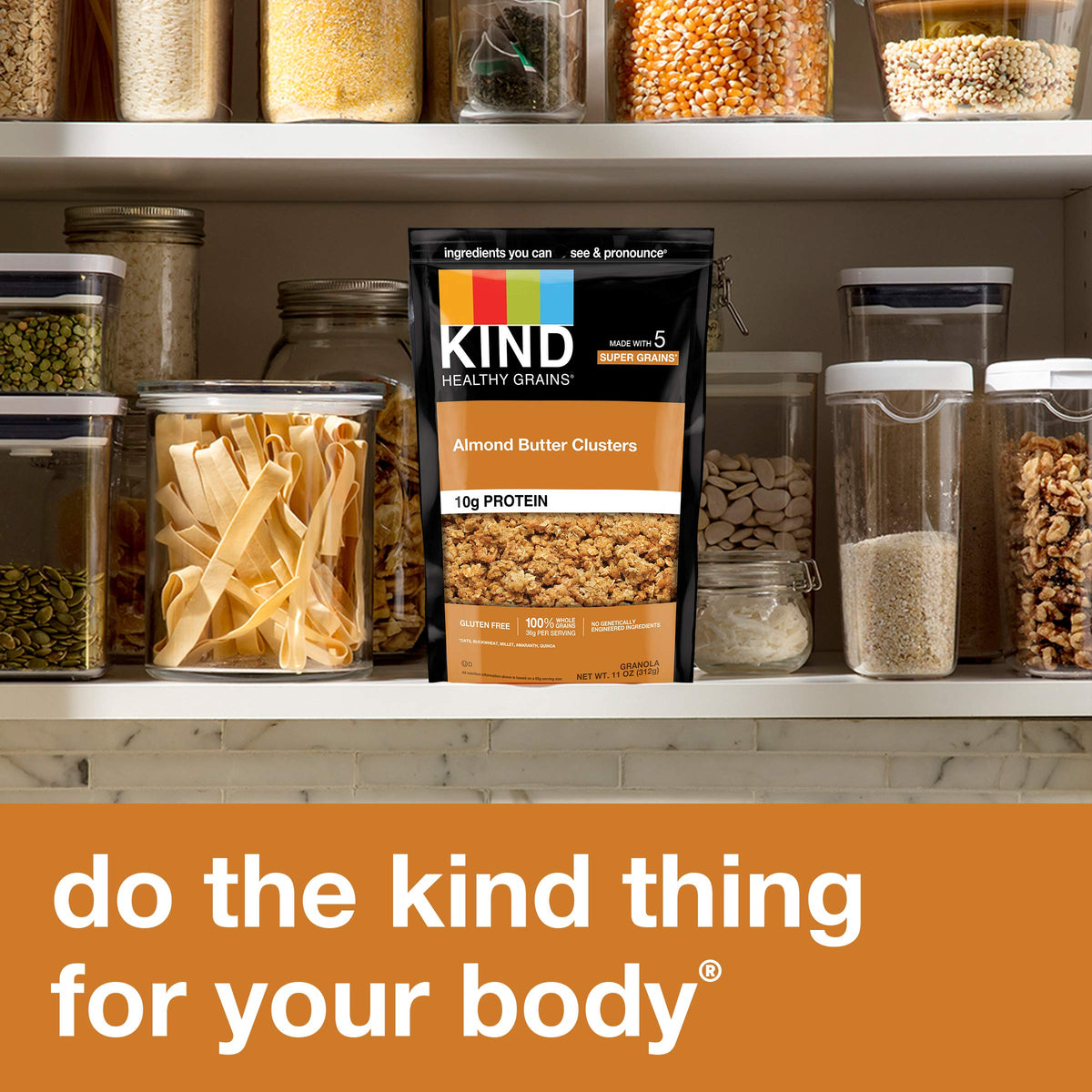 KIND granola clusters in pouch display for quick snacking