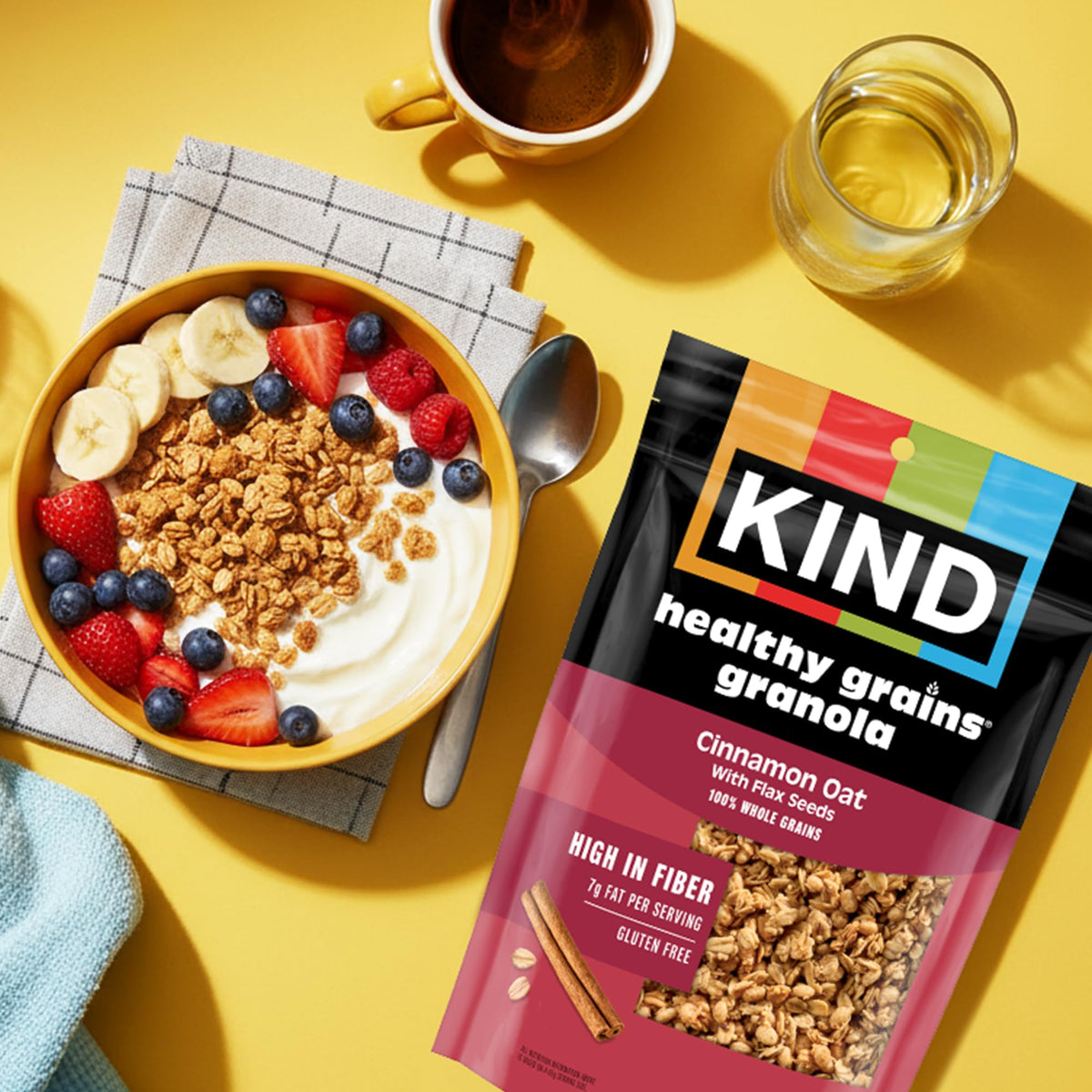KIND Healthy Grains gluten-free label clearly visible on packaging.