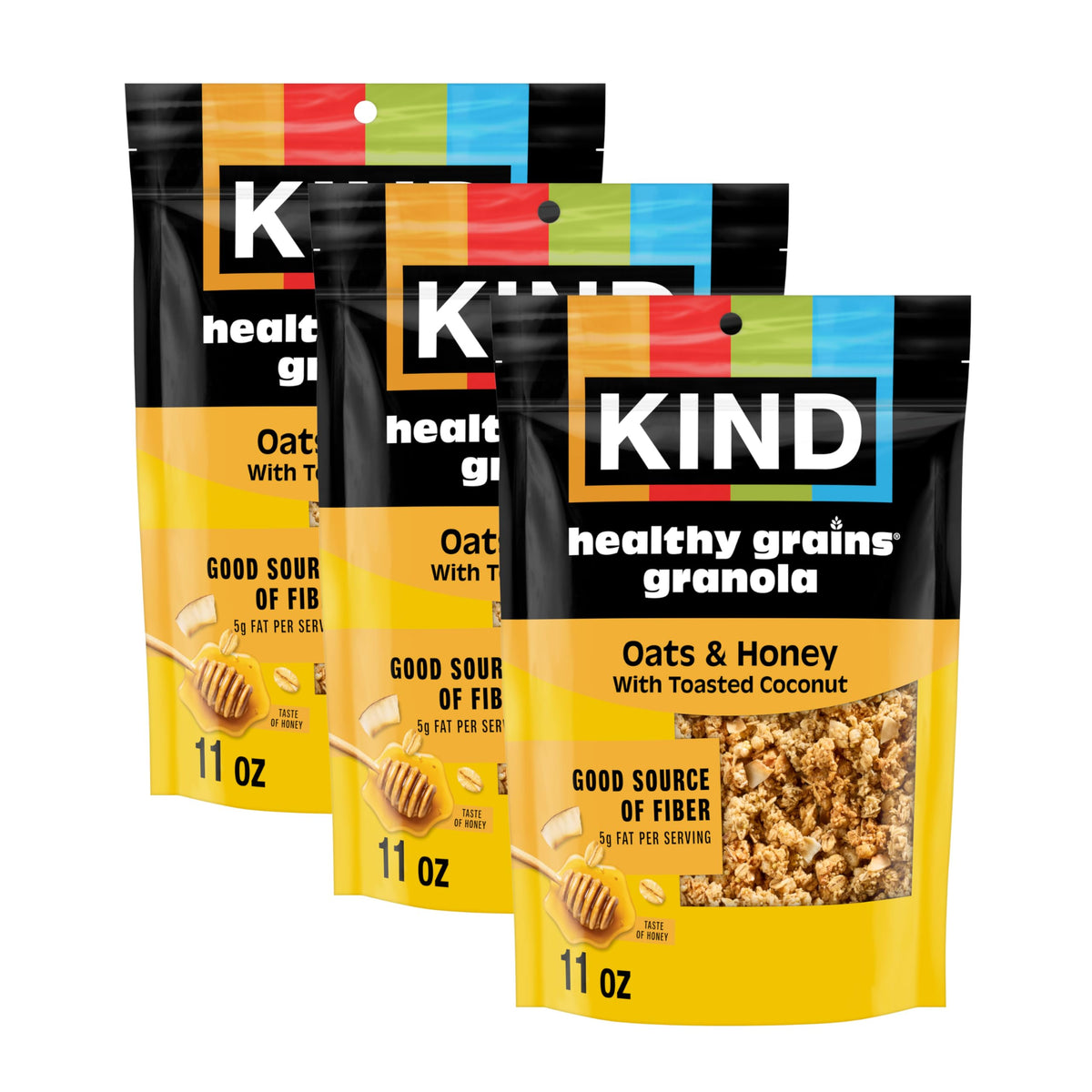 KIND Healthy Grains granola with oats honey coconut clusters ready for yogurt topping