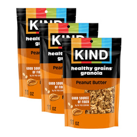 KIND Healthy Grains Granola Peanut Butter Clusters in resealable bag for on-the-go protein