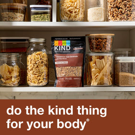 Granola topping over yogurt demonstrates a breakfast idea using KIND.